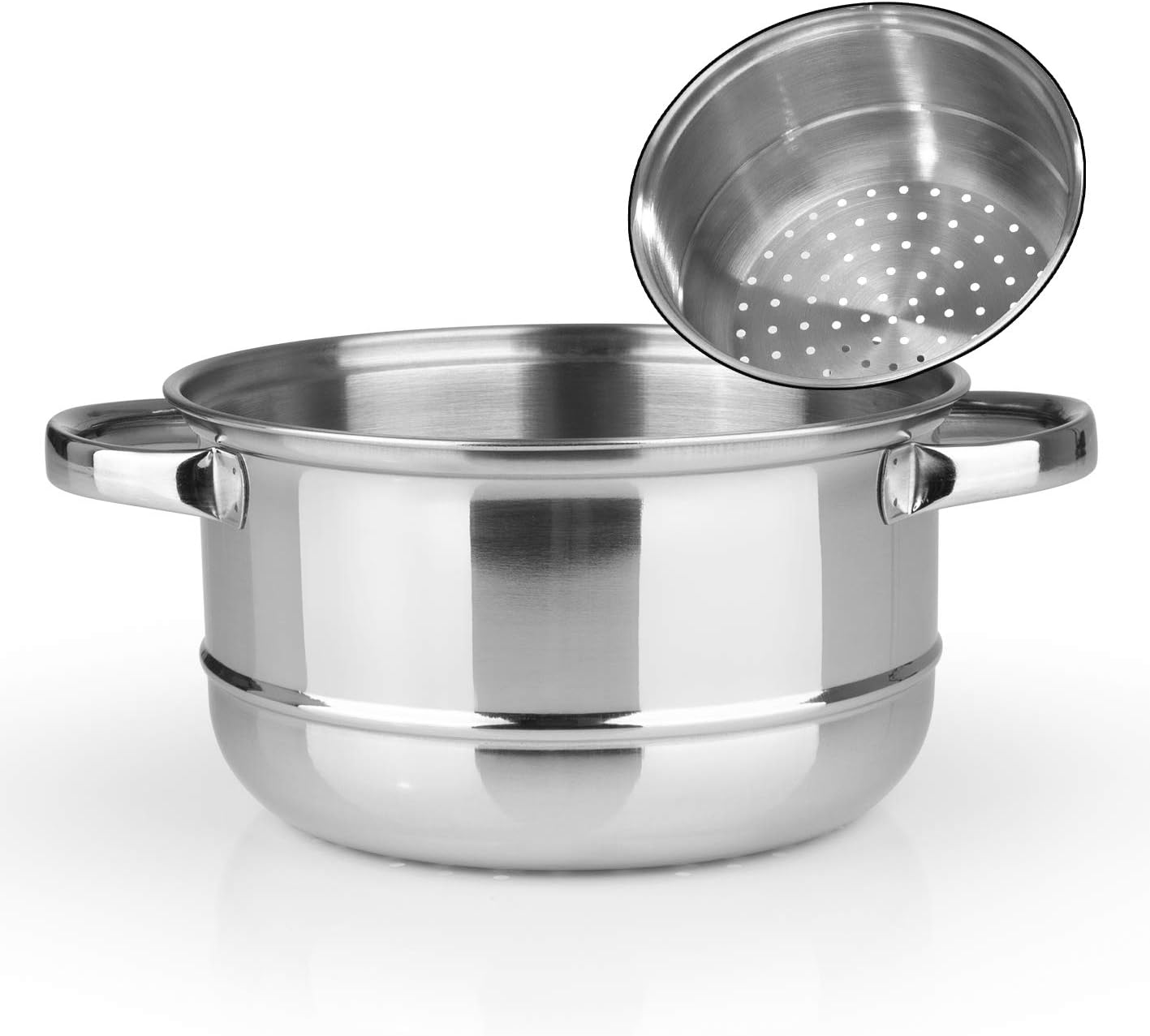 MAXXMEE 18-teiliges Koch- & Zubereitungsset | Inkl. 2-stufigem Dampfgarer | Topf und Pfanne mit Aluminium-Kapsel-Boden | Für alle Herdarten geeignet [Edelstahl ] — Ansicht 4