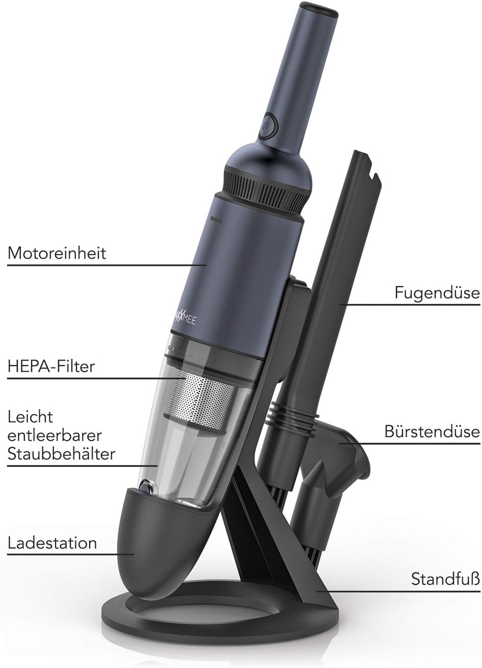 MAXXMEE Akku-Handstaubsauger | Starke Saugkraft Dank BLDC Motor | Mit integriertem HEPA-Filter | Platzsparende und stilvolle Ladestation [Anthrazit] — Ansicht 3