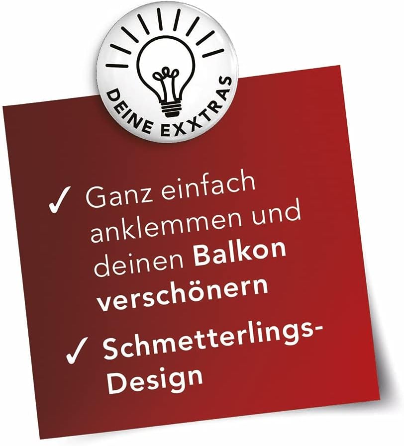 MAXXMEE Blumenkasten-Dekoration in Schmetterlings-Design | Blumenkasten-Verkleidung mit Clip-System | Für Standart-Blumenkästen (30-50 cm Breite) | 50 x 17 x 0,5 cm | Blumenkasten-Verkleidung, Clip-System, Für Standart-Blumenkästen, 30-50 cm Breite — Ansicht 6