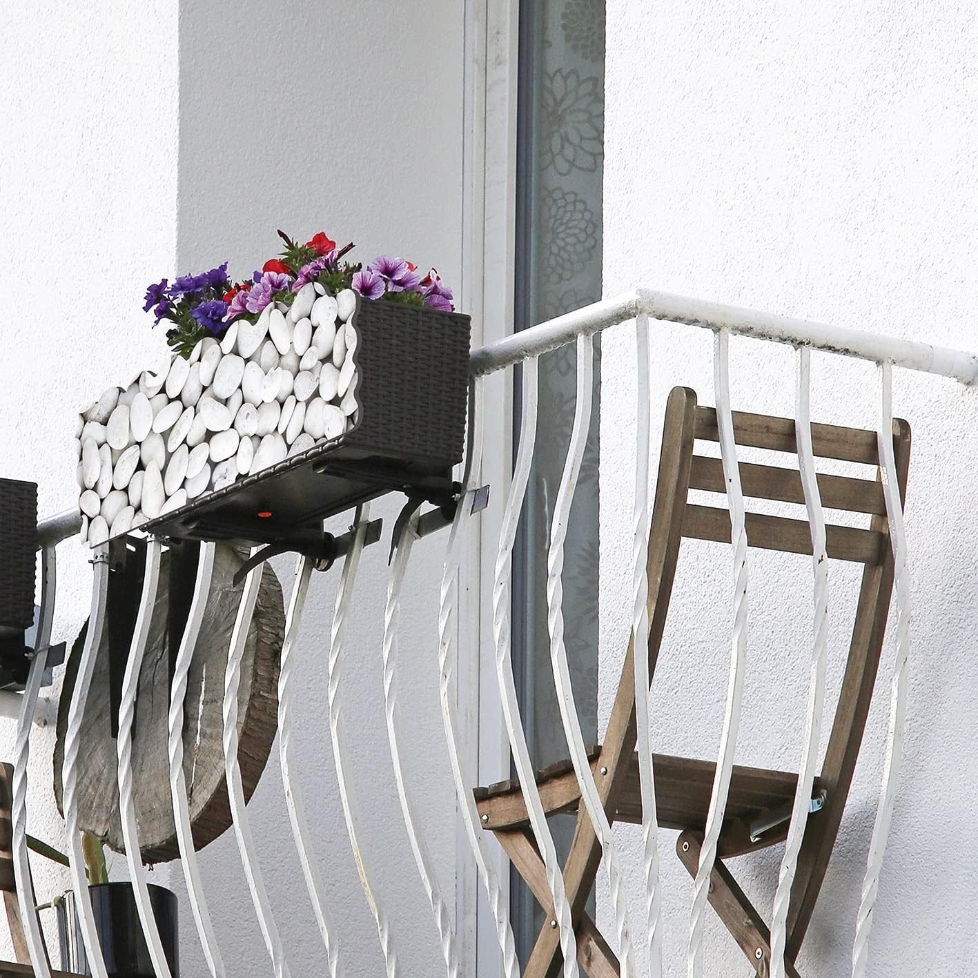 MAXXMEE Blumenkasten-Dekoration Stein-Design | Blumenkasten-Verkleidung mit Clip-System | Für Standart-Blumenkästen (30-50 cm Breite) | 50 x 17 x 0,5 cm — Ansicht 3