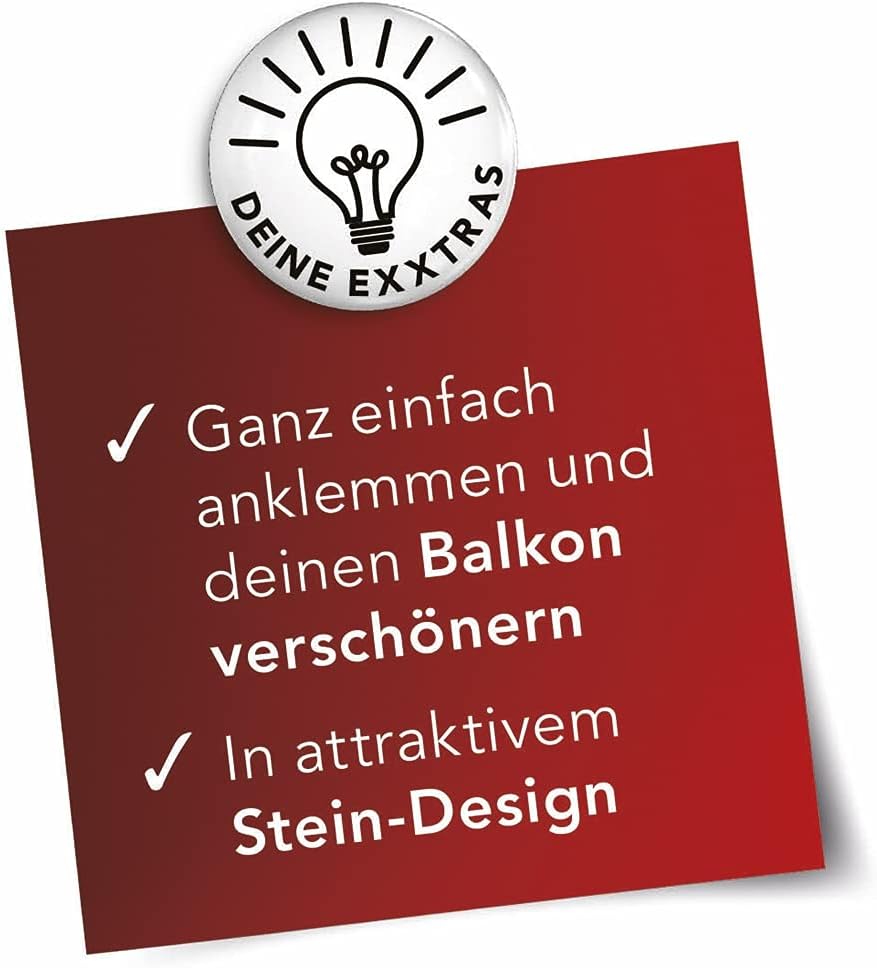 MAXXMEE Blumenkasten-Dekoration Stein-Design | Blumenkasten-Verkleidung mit Clip-System | Für Standart-Blumenkästen (30-50 cm Breite) | 50 x 17 x 0,5 cm — Ansicht 6