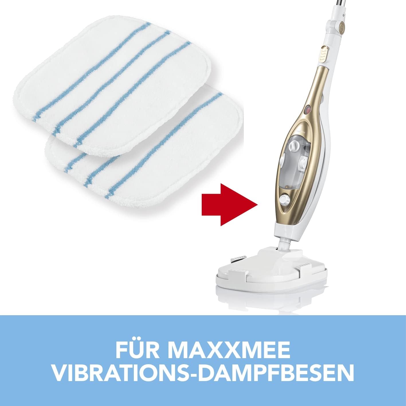 MAXXMEE Bodentuch für Vibration Dampfbesen | Ersatzbezüge | 28cm x 22cm x 0,4cm | Auch universal einsetzbar [Wiederverwendbar] — Ansicht 2