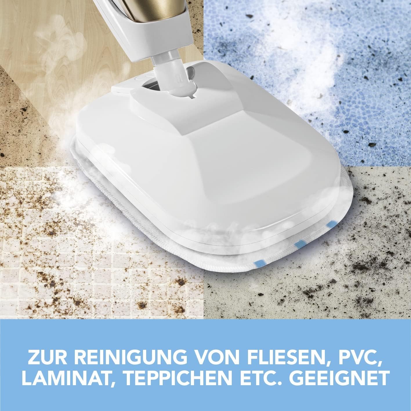 MAXXMEE Bodentuch für Vibration Dampfbesen | Ersatzbezüge | 28cm x 22cm x 0,4cm | Auch universal einsetzbar [Wiederverwendbar] — Ansicht 3