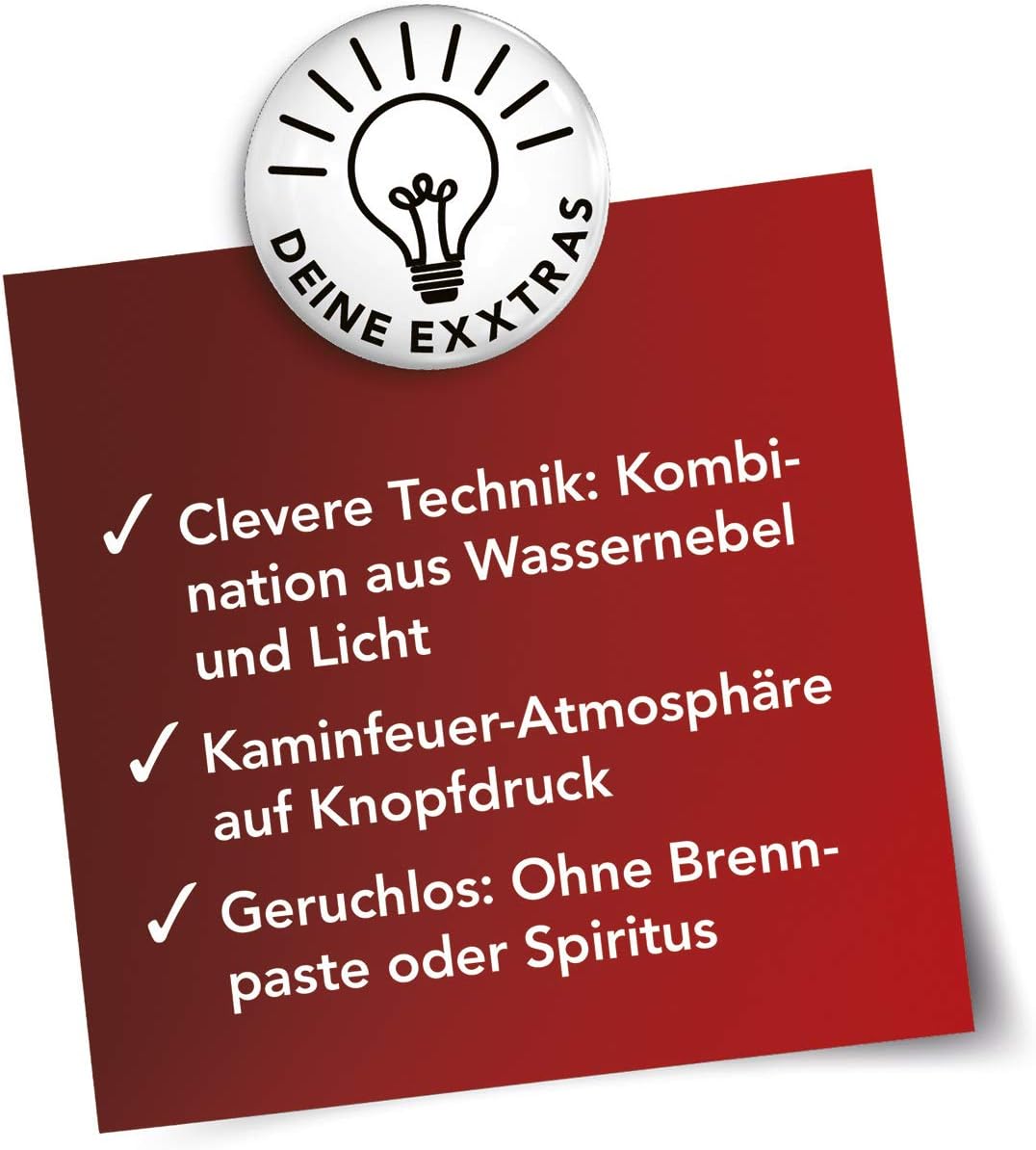 MAXXMEE Dekokamin mit Befeuchtungsfunktion | Wassernebel und Lichteffekte | auch zur Raumluftbefeuchtung | 1 L Wassertank, ohne Chemie/Brandgefahr [schwarz] — Ansicht 6