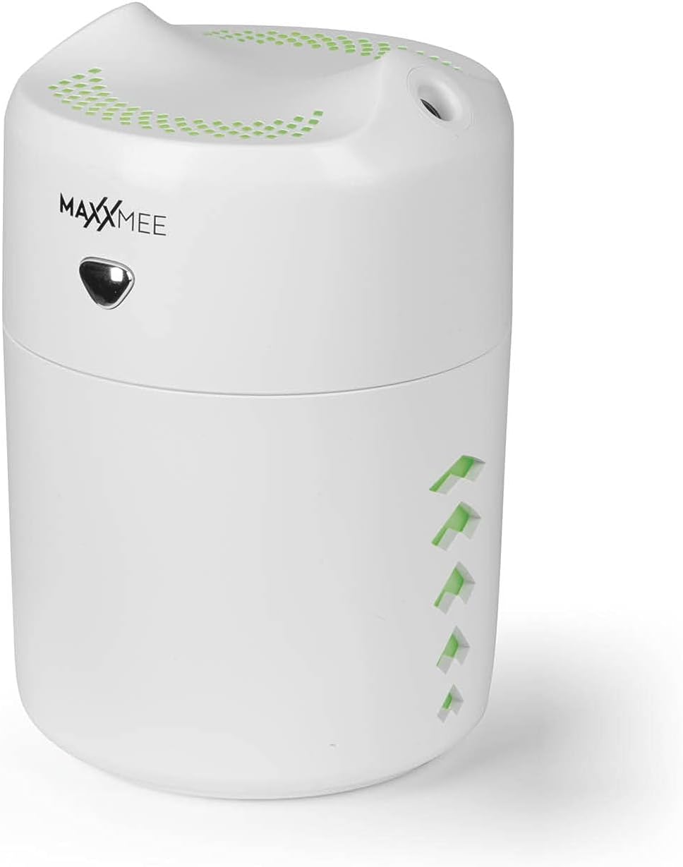 MAXXMEE Diffuser | Mit LED-Farbwechsel und Nachtlicht-Funktion | Feiner Wassernebel auf beiden Seiten des Geräts sanft ausgeströmt | Ca. 4 Stunden Dauer-Ausstoß [ABS, Kieselgel]