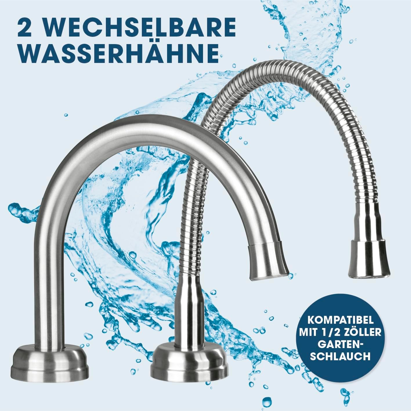 MAXXMEE Elektrische Edelstahl Armatur plus integrierter Durchlauferhitzer | Wasserhahn mit Heizspirale & LED Temperaturanzeige | 2 wechselbare Wasserhähne | über 60 °C warmes Wasser ohne Vorheizen — Ansicht 4