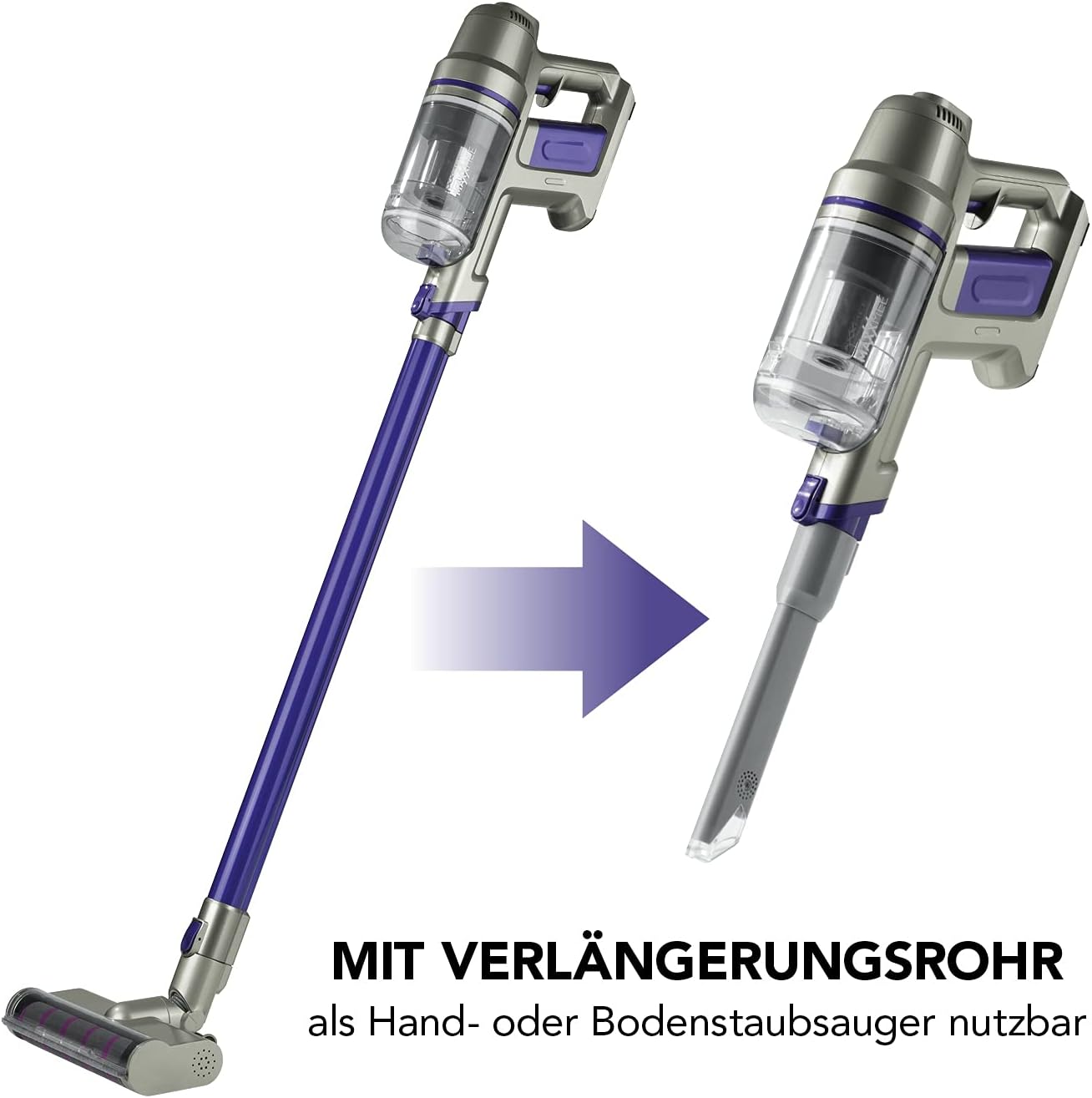 MAXXMEE Ersatz-Akku | Für MAXXMEE Akku-Zyklon-Staubsauger | Ausdauernde Akkulaufzeit von 60 Minuten | EIN Ersatz-Akku mit Einer Leistung von 35,9 Volt [lila/Silber] — Ansicht 5