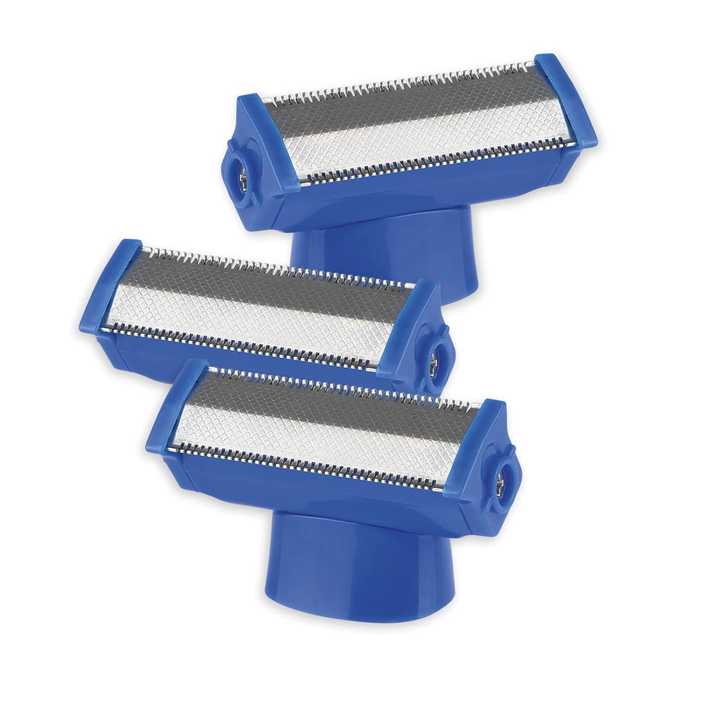 MAXXMEE Ersatz-Klingen Solo Blade | Passend für den "MAXXMEE" Haar- und Bartschneider | Klingen mit Dual-Slide-Funktion, rasur in beide Richtungen | 3 Ersatzklingen [Blau, Edelstahl]