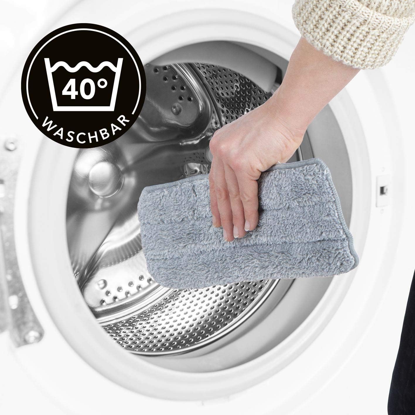 MAXXMEE Ersatz-Mopp 2er-Set Wischsystem Flat-Mopp, Langlebige und leistungsstarke Mikrofasern | Waschbar bis 40°C [2 x Mikrofasertücher] — Ansicht 3