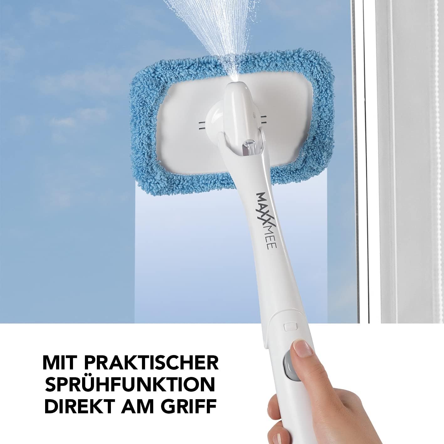 MAXXMEE Ersatz-Tuch für Scheiben- und Flächenreiniger | 2er-Set Scheiben- und Flächenreiniger | Reinigung von glatten Flächen nur mit Wasser | Schnell auswechselbar [blau] — Ansicht 3