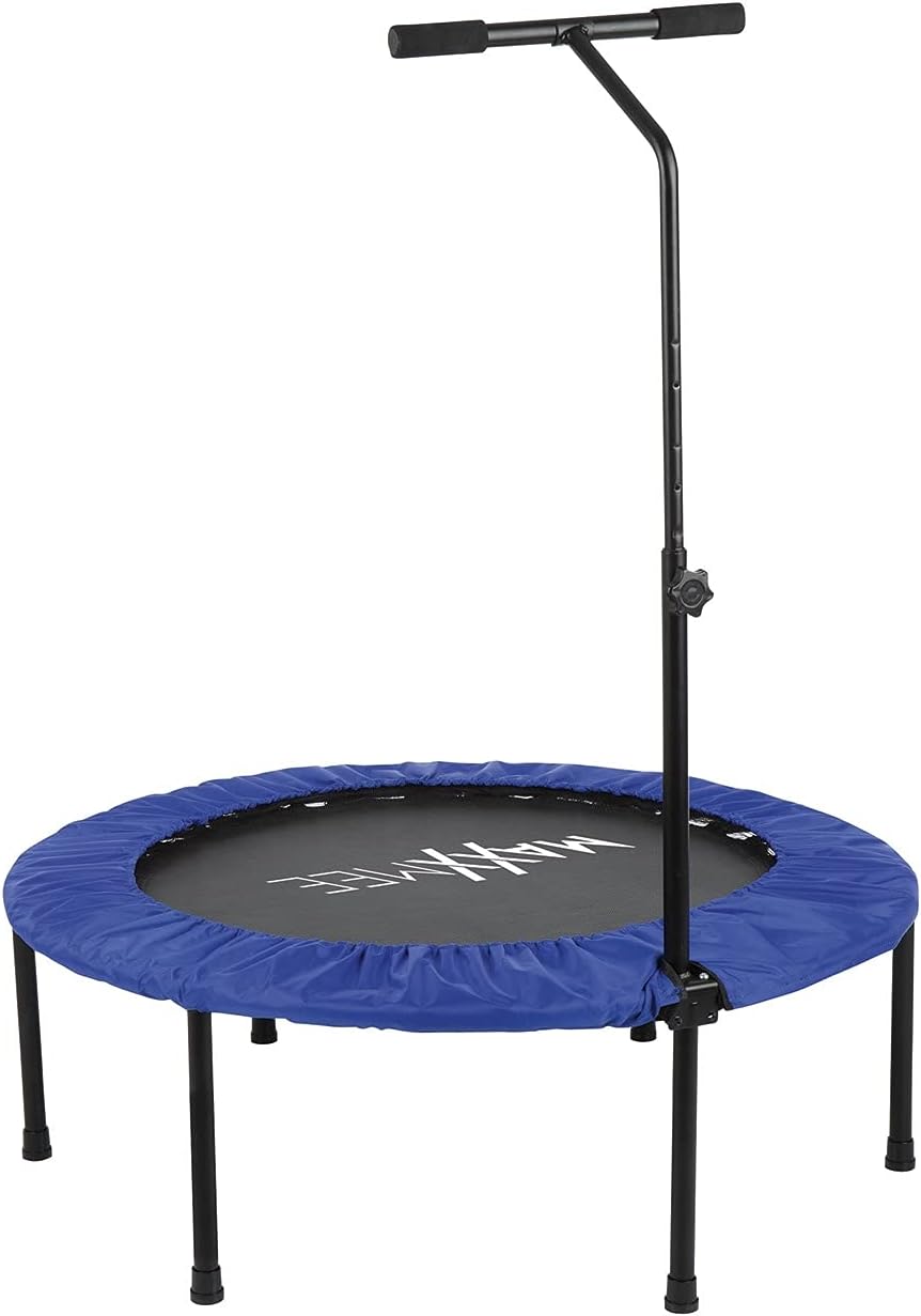 MAXXMEE Fitness Trampolin | Höhenverstellbarer Haltestange | Schnell und Leicht auf- und abbaubar - einfach platzsparend verstauen | Maximale Belastbarkeit ca. 100 kg [blau/schwarz] | MAXXMEE Fitnessgerät höhenverstellbar und platzsparend für Heimtraining, Ausdauer, Balance und gelenkschonende Bewegung — Ansicht 4