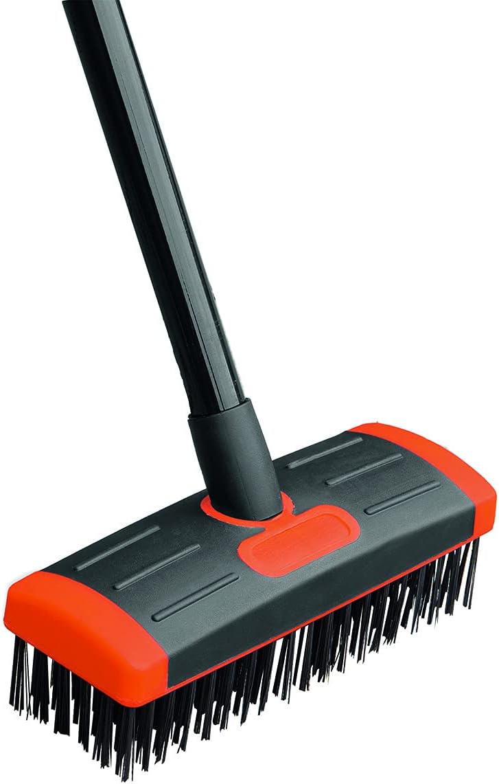 MAXXMEE Fugenreiniger | Mit Handfeger- und Stahlbesenaufsatz | Einstellbarer Teleskopstiel von 85-140 cm | Zum Entfernen von Moos, Unkraut etc. — Ansicht 2