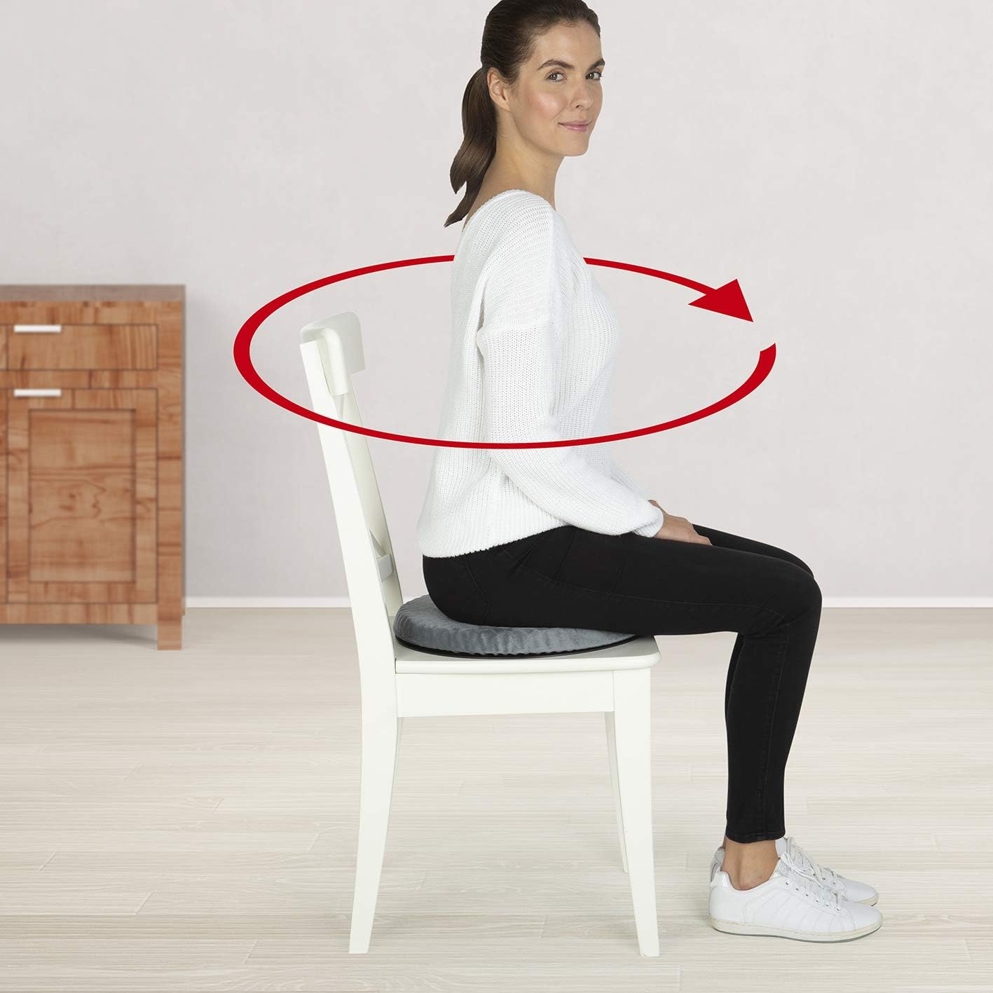 MAXXMEE Gel-Sitzkissen - rotierbar - 39 x 39 cm | Atmungsaktiver Bezug, bei 30 °C waschbar | Kein Verrrutschen Dank Antirutsch-Oberfläche | Gel-Sitzkissen für verbesserten Sitzkomfort [schwarz] — Ansicht 4