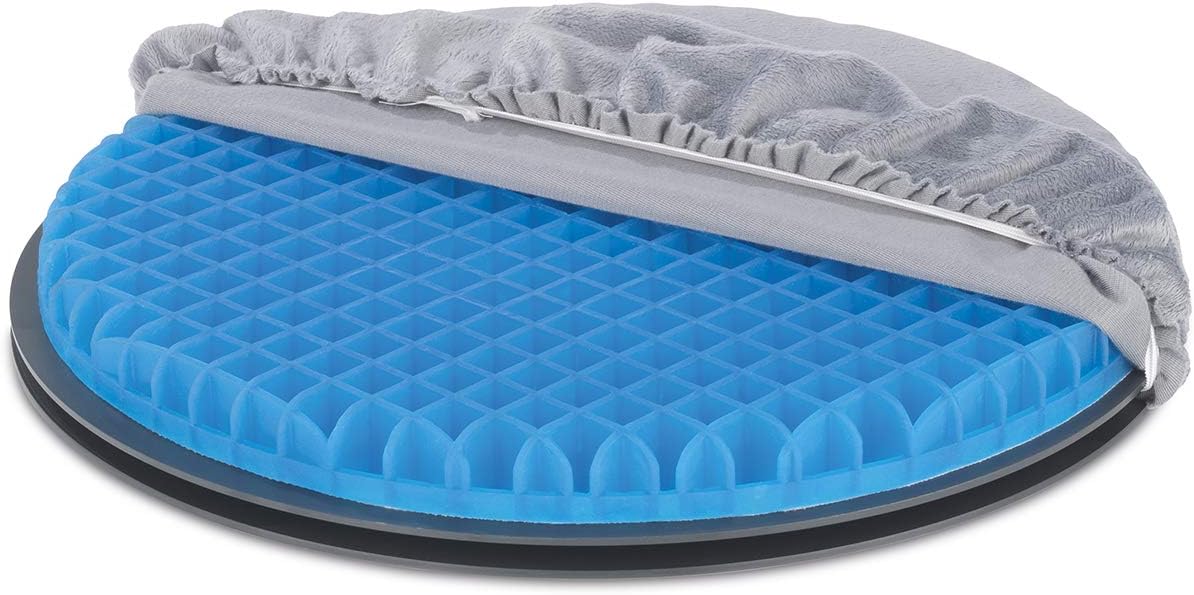 MAXXMEE Gel-Sitzkissen - rotierbar - 39 x 39 cm | Atmungsaktiver Bezug, bei 30 °C waschbar | Kein Verrrutschen Dank Antirutsch-Oberfläche | Gel-Sitzkissen für verbesserten Sitzkomfort [schwarz]