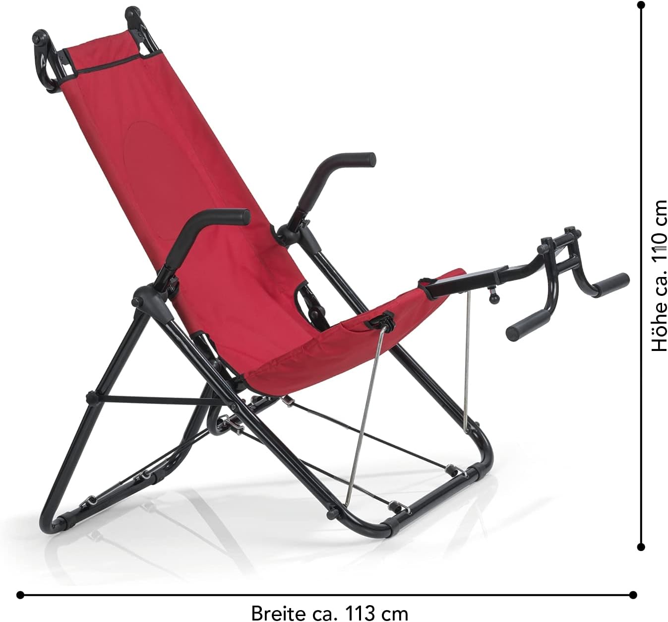 MAXXMEE Inversionstrainer Deluxe | Für jedes Alter, für jeden Fitness-Level | Zur Stärkung der Rücken-, Bauch- und Beinmuskulatur | Bis 120 kg belastbar, Zusammenklappbar [rot/schwarz] — Ansicht 6