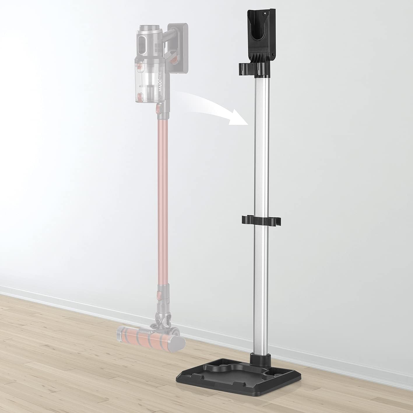 MAXXMEE Lade-Station für kabellosen Akku-Sauger | Standhalterung für die Clever Clean Serie | mit Standfuß | ohne Bohren [schwarz] — Ansicht 2