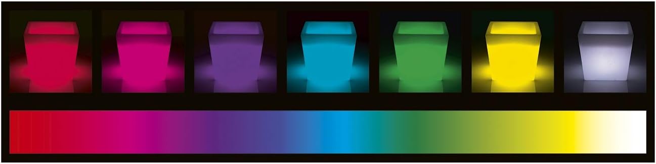 MAXXMEE LED-Blumenkübel | Farbwechsel mit Fernbedienung | Kabelloser Akku-Betrieb | UV-beständig und frostfest [Weiß ] — Ansicht 6
