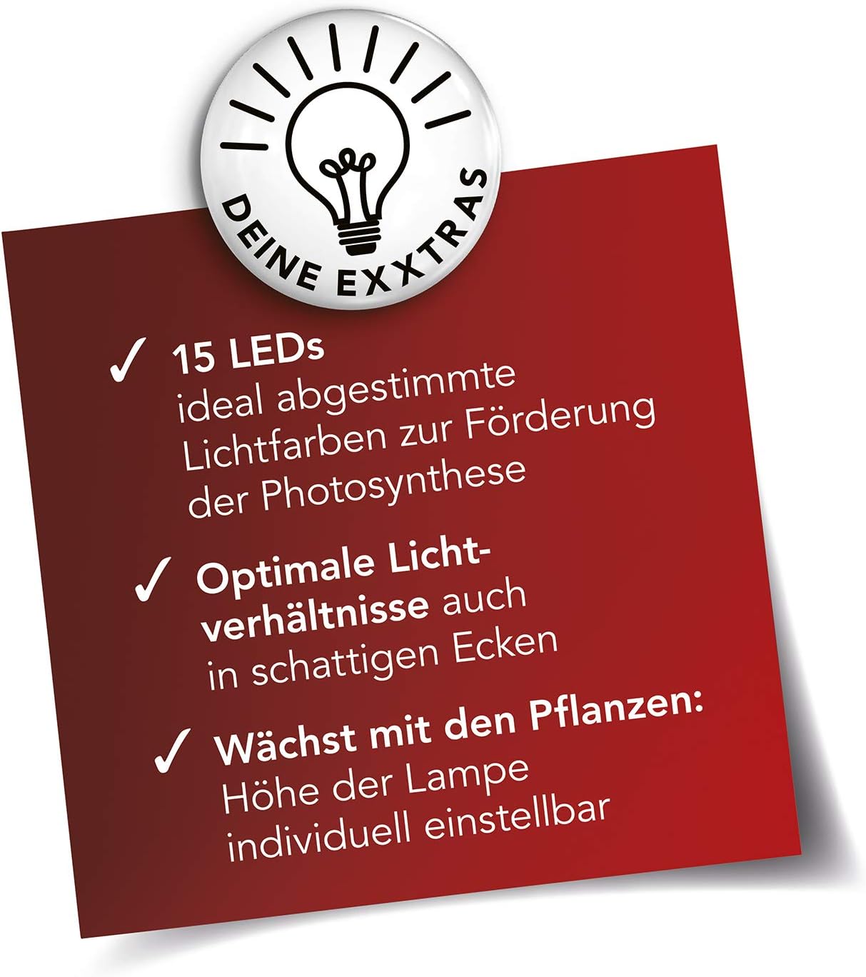 MAXXMEE LED-Pflanzenleuchte mit Teleskopstab | Optimale Lichttemperatur durch weiße & Pinke LEDs für das Pflanzenwachstum | Einfache Befestigung, inkl. 3 Clips zum fixieren | Mit Timerfunktion [weiß] | MAXXMEE, weiße und pinke LEDs, 3 Clips, Vollspektrum, Zimmerpflanzen, Wachstum, energiesparend, höhenverstellbar — Ansicht 6