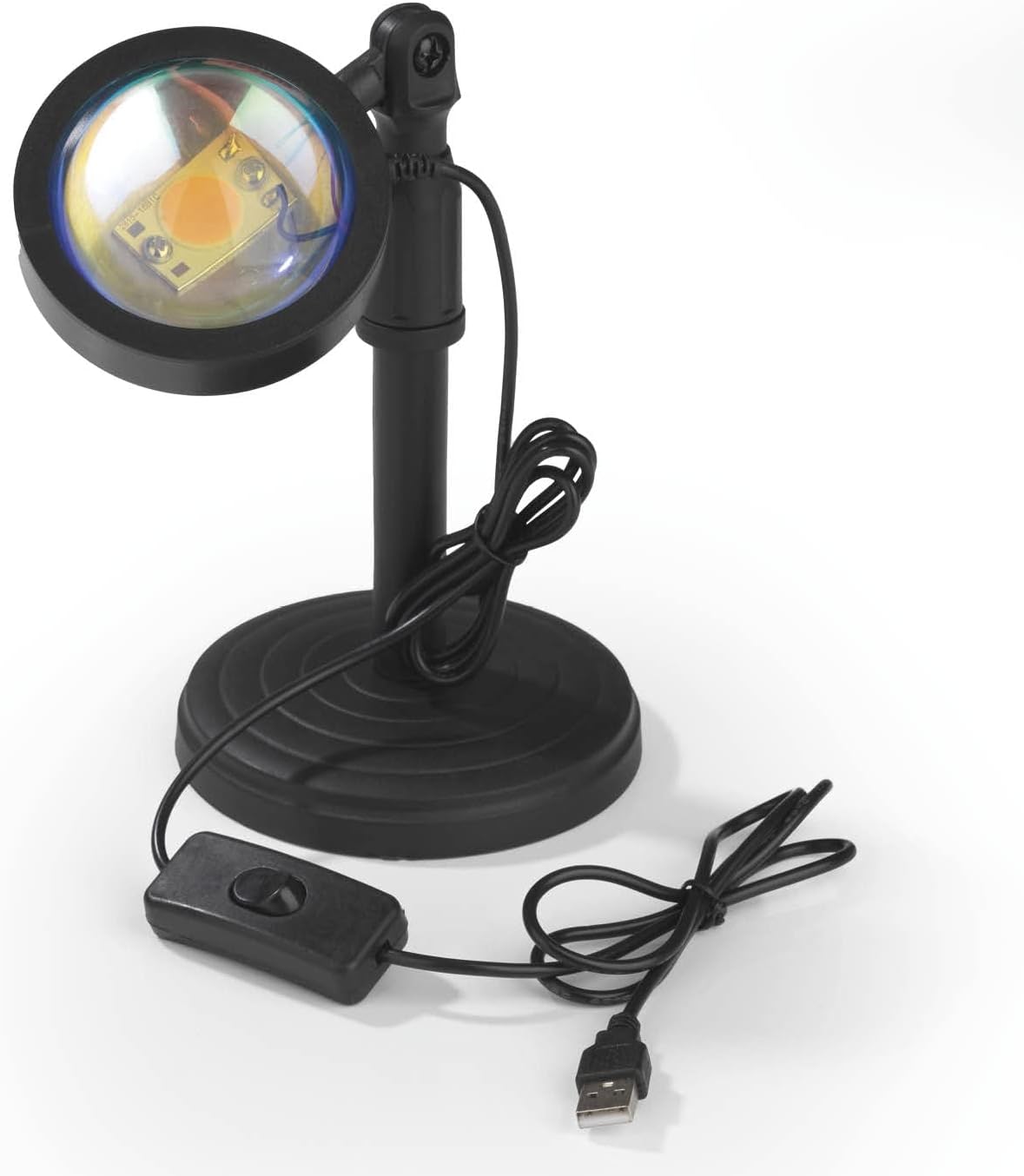 MAXXMEE LED-Sunset-Lampe | Projektionsleuchte mit Sonnenuntergangs-Atmosphäre | Stimmungsvolle Raumdekoration mit warmem Licht | Lampenkopf um 180° dreh- und verstellbar [schwarz]