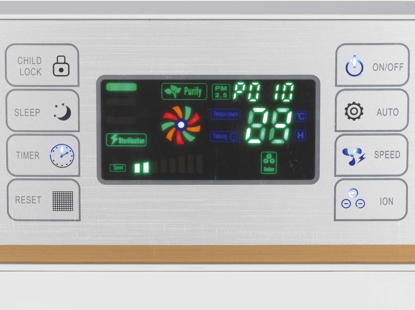 MAXXMEE Luftreiniger Digital | Filtert Allergene, Pollen, Rauch u. v. m. effizient Ionisiert die Raumluft | Mit 3 Ventilationsstufen und integriertem Schlafmodus | 50W [weiß/silber] — Ansicht 3