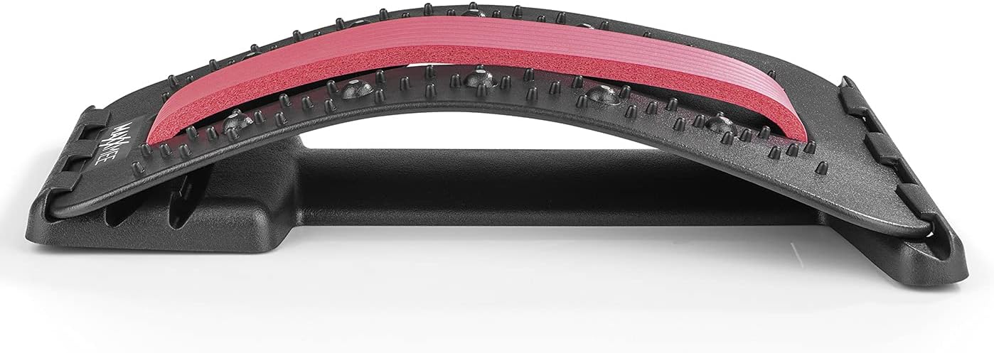 MAXXMEE Rückenbrücke mit Akupressur- und Magnetpunkten | Rückenstrecker Lendendehner | Rückenmassagegerät bei Muskelverspannungen | Fitness Back Strecker | inkl. Wirbelsäulen-Schutz [schwarz/rot] — Ansicht 4