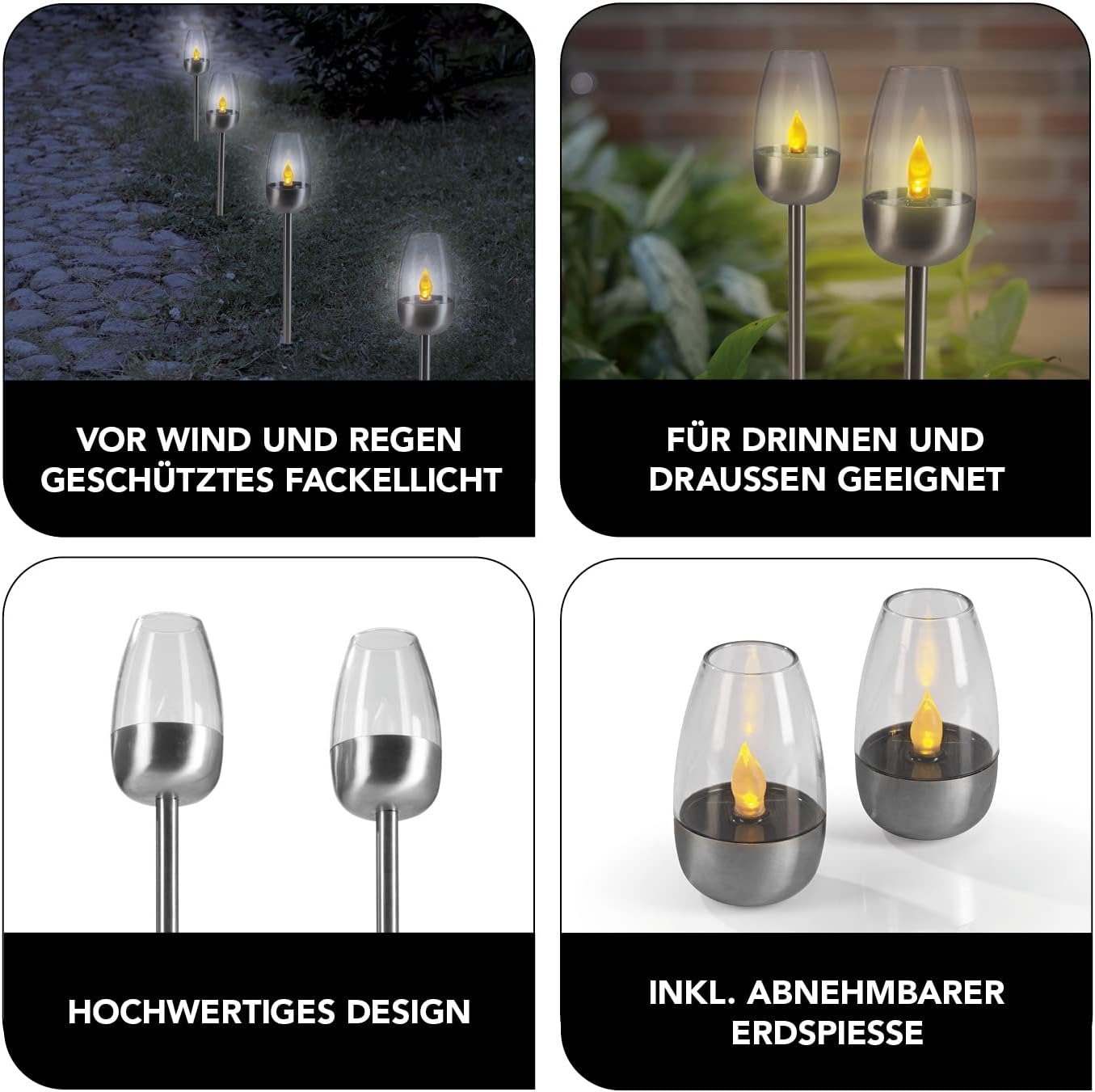 MAXXMEE Solar-Fackel 2er-Set | Mit faszinierendem Flammeneffekt und Solarpanel | Ideal für den Außenbereich mit automatischem Dämmerungssensor [IP44] — Ansicht 4