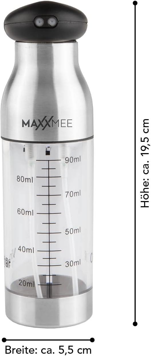 MAXXMEE Sprühflasche Essig und Öl 2in1, Edelstahl, 200 ml — Ansicht 5