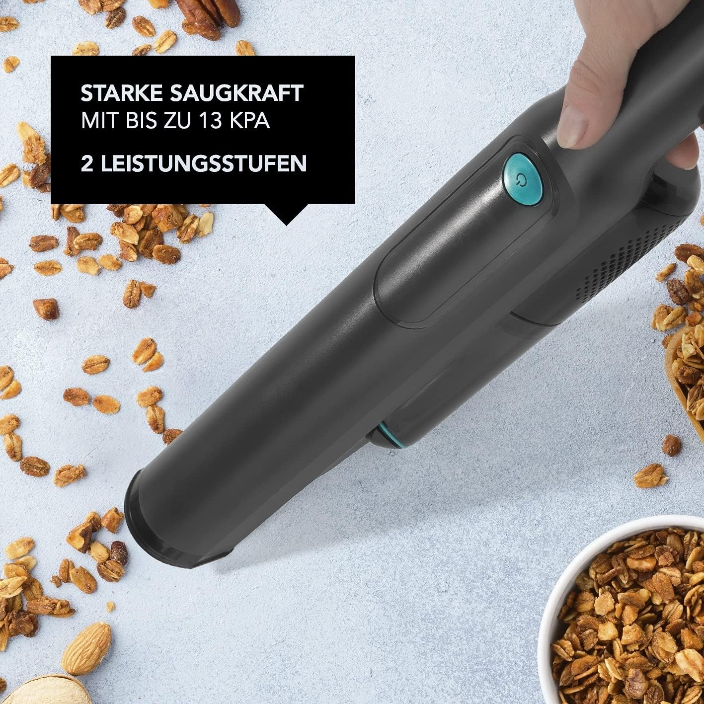 MAXXMEE Stylisches Akku Hand- & Bodenstaubsauger Set | Eignet Sich im Haus, Auto & oder Camper | Kabellos Wird Jede Ecke sauber | starker BLDC-Motor integriertem EPA-Filter, Akku [ABS/Anthrazit] — Ansicht 4
