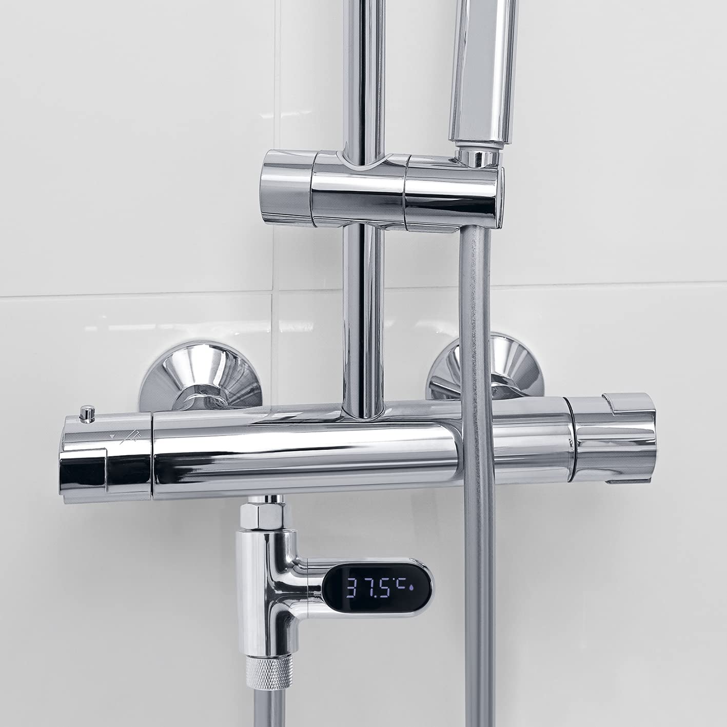 MAXXMEE Thermometer für Wasserarmaturen | Einfach gradgenau die Temperatur überprüfen! | Ideal für die Dusche, die Badewanne oder die Spüle | Die Anzeige ist um 360 ° drehbar [silber] — Ansicht 5