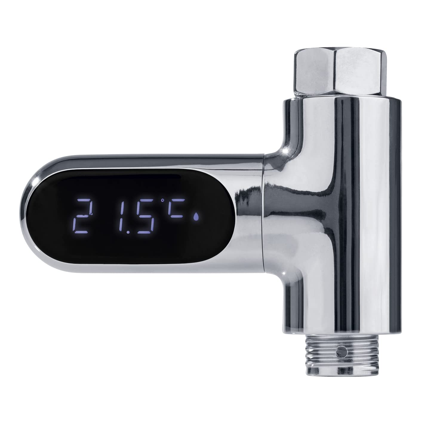 MAXXMEE Thermometer für Wasserarmaturen | Einfach gradgenau die Temperatur überprüfen! | Ideal für die Dusche, die Badewanne oder die Spüle | Die Anzeige ist um 360 ° drehbar [silber]