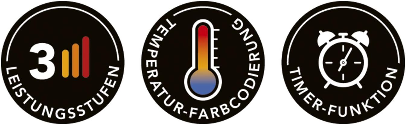 MAXXMEE Tisch-Heizung | 3 Leistungsstufen mit effizienter Keramik-Heiztechnologie | 75 °-Weitwinkel-Auslass, Timerfunktion, Überhitzungsschutz | 1200W [schwarz] — Ansicht 6