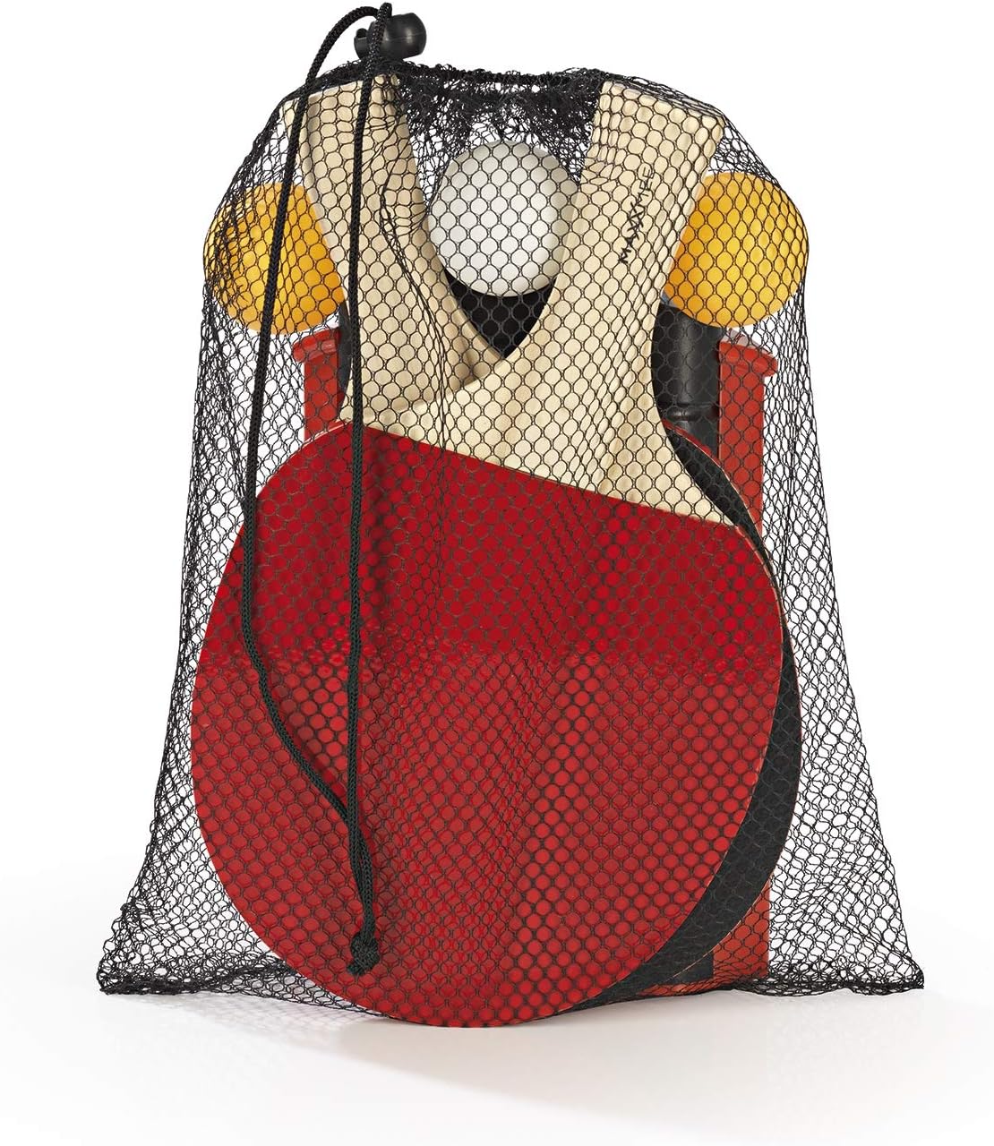 MAXXMEE Tischtennis-Set | Netz mit Klemmen, 2 Tischtennisschläger und 2 Tischtennisbälle | maximale Plattenbreite 1,95m | Indoor & Outdoor einsetzbar, Rot — Ansicht 3