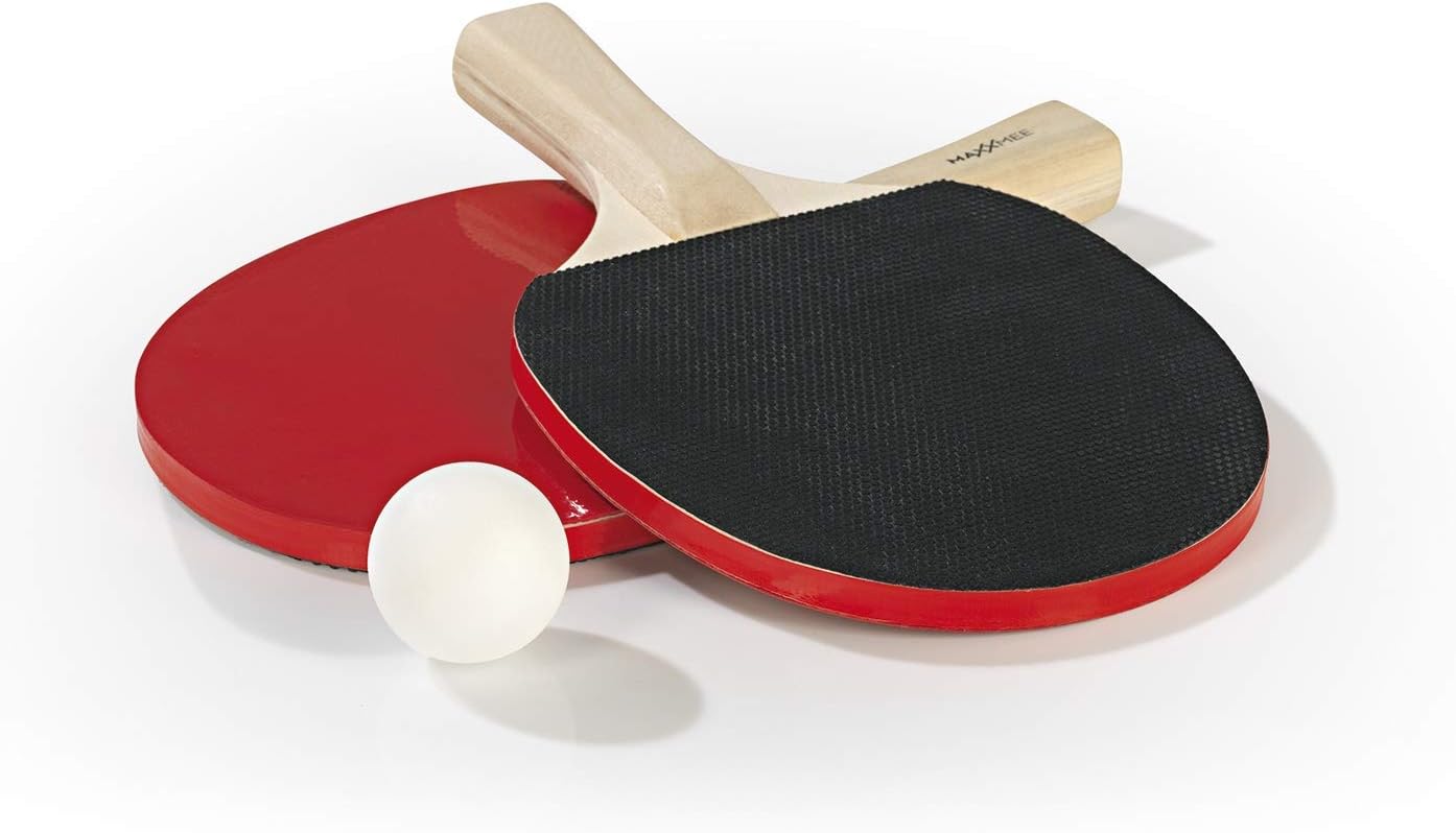 MAXXMEE Tischtennis-Set | Netz mit Klemmen, 2 Tischtennisschläger und 2 Tischtennisbälle | maximale Plattenbreite 1,95m | Indoor & Outdoor einsetzbar, Rot — Ansicht 4