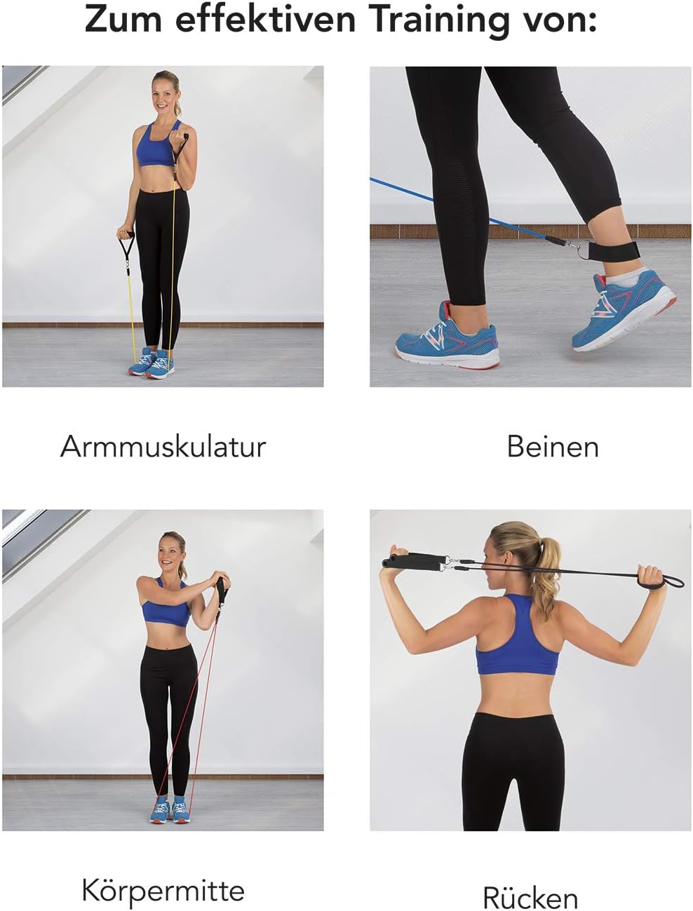 MAXXMEE Trainings-Set Fitness-Bänder - 11-TLG. Set | Ideal für das Training zuhause oder unterwegs | Zahlreiches Zubehör für Dein optimales Training | Individuelle Belastungslevel [Mehrfarbig] — Ansicht 4