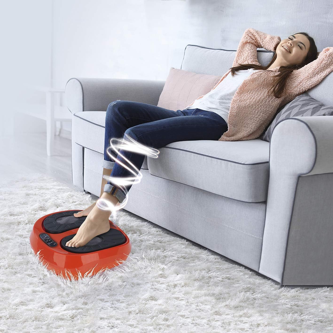 MAXXMEE Vibrationsgerät Training & Massage | Zusätzliche Shiatsu-Massage | Inklusive Fernbedienung | 3 Programme und 15 Intensitäts-Stufen [Orange/Schwarz] — Ansicht 2
