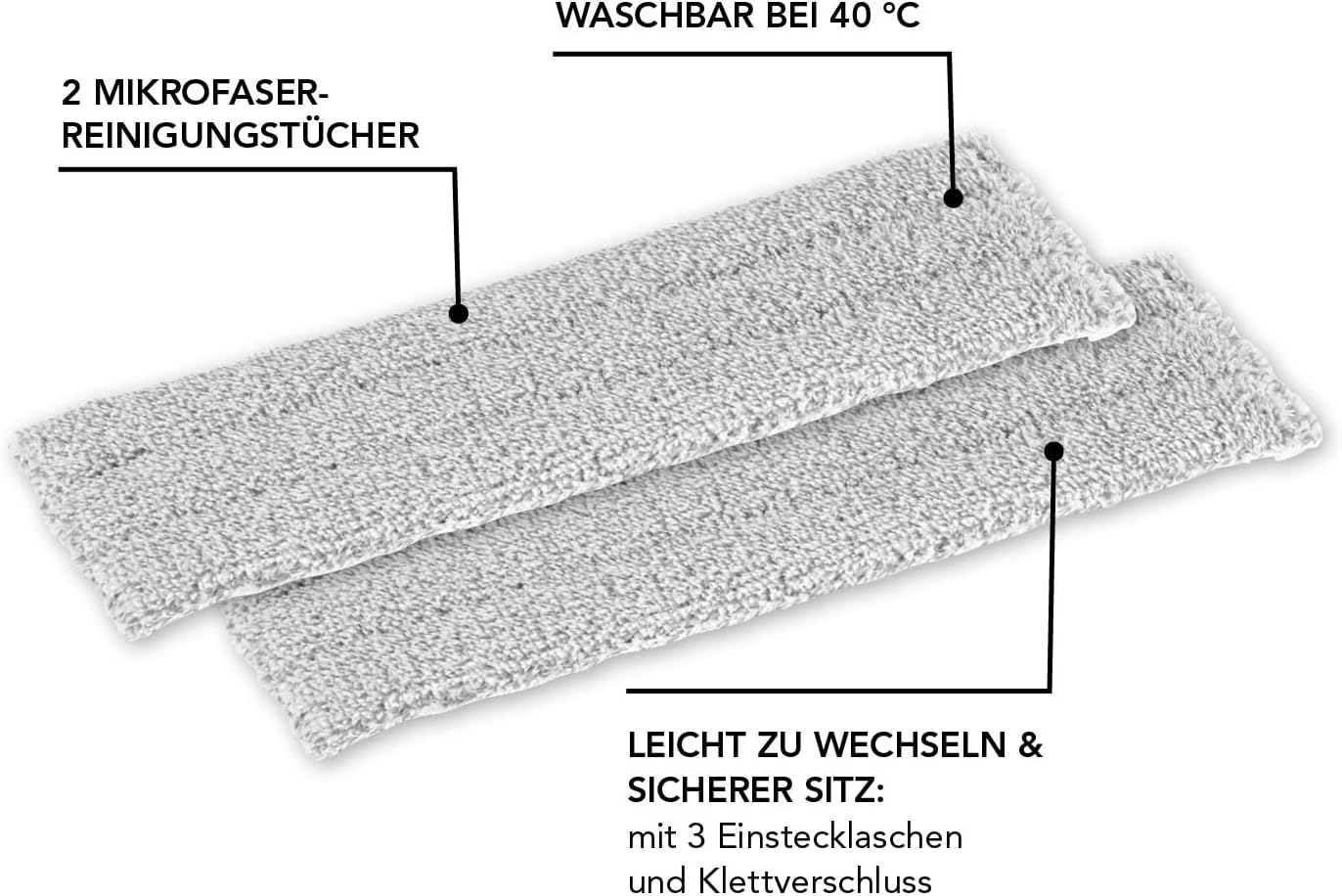 MAXXMEE Wischmopp Mikrofaser-Reinigungstücher | Ersatzbezüge | 32cm x 11cm | Auch universal einsetzbar [Wiederverwendbar] — Ansicht 3